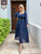 Navy Chiffon Pleated Dress