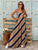 Navy Caramel Gold Mosaic Satin Maxi Dress