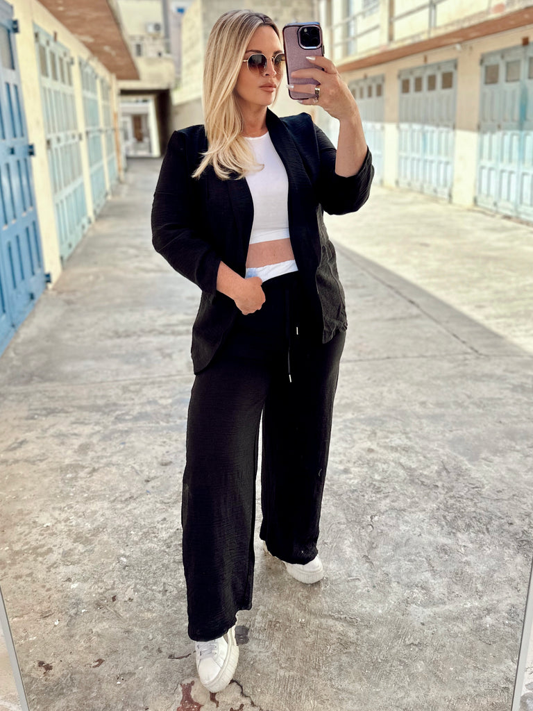 Black Relaxed Spring Suit