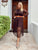 Mocha Lace Elegance Midi Dress