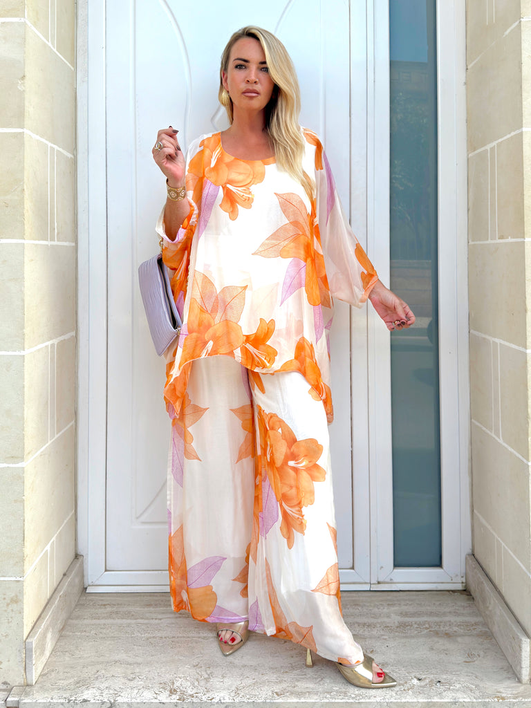 Mandarin and Lavender Silk Set