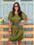 Valeria Luxe Satin Mini Dress with Belt - Oliva