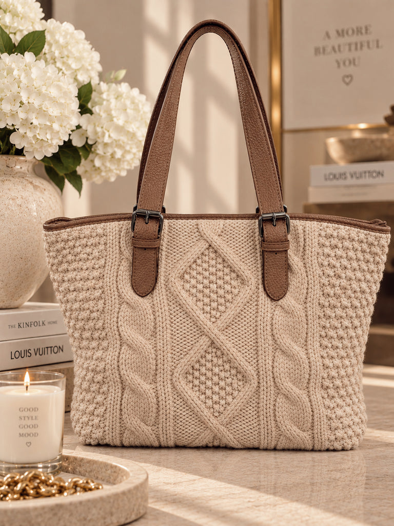 The Élodie Cable Tote - Beige
