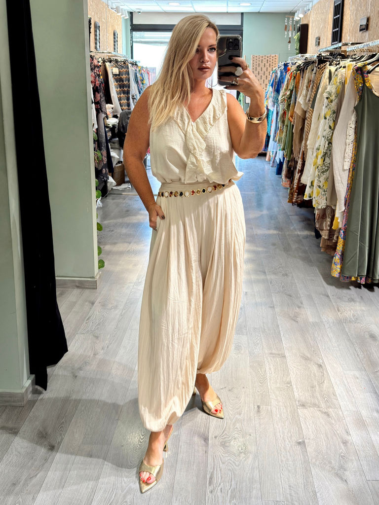 Beige Ruffle Blouse
