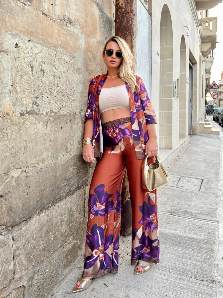 Rust and Lavender Kimono Set