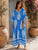 The Marabella Paisley Kaftan Dress - Sea Blue