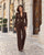 D’Aubigny Gold Button Belted Jumpsuit / Mocha