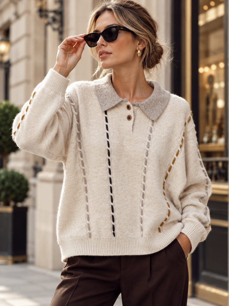 The Mila Contrast Stitch Knit Jumper