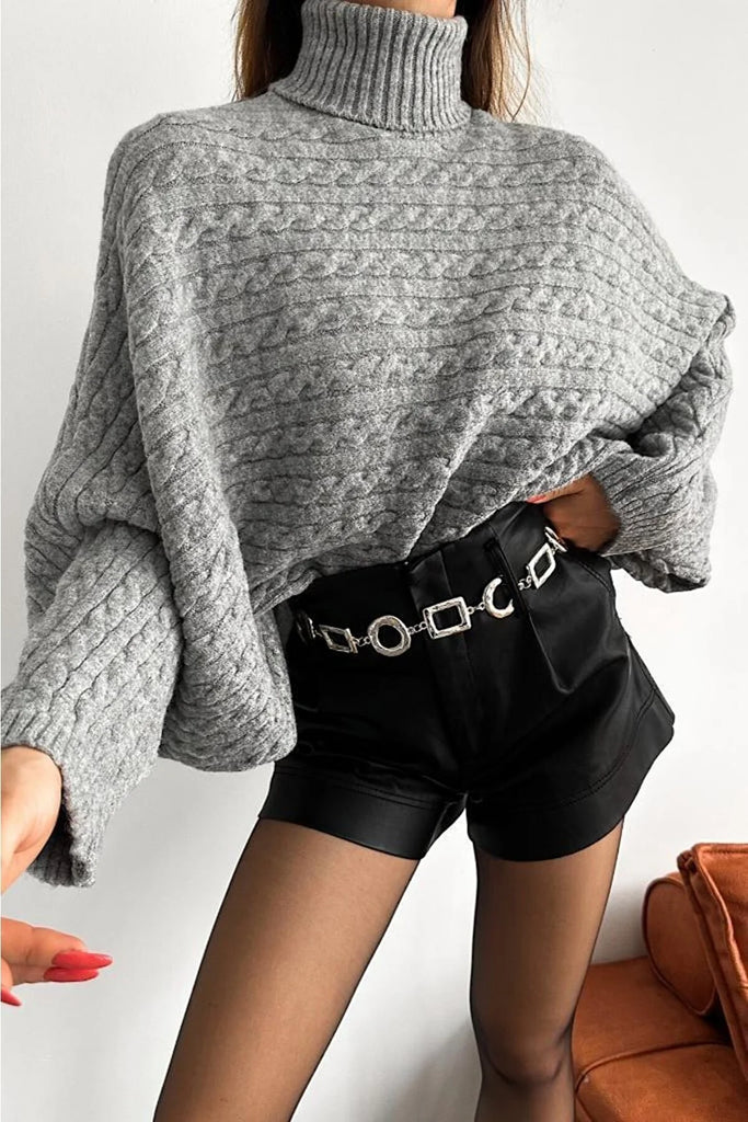 Grey Cable Poncho